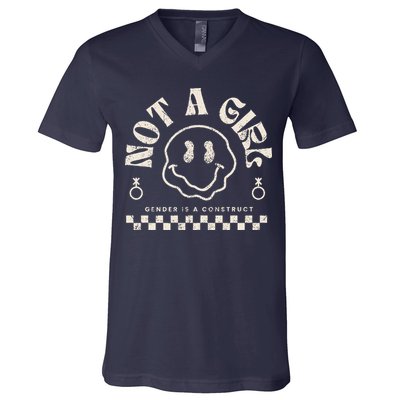 Not A Girl Non Binary  Gender Is A Construct V-Neck T-Shirt