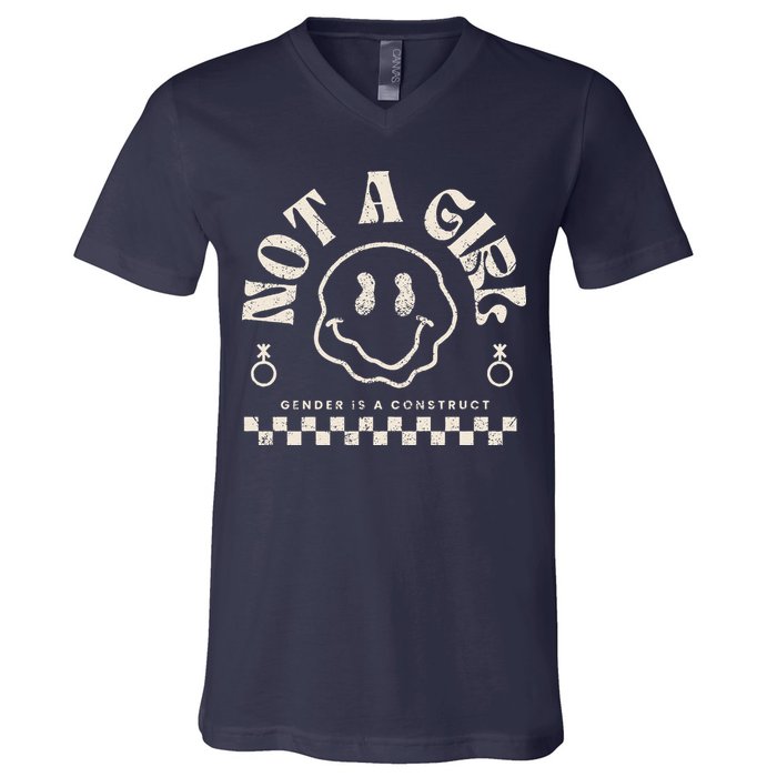Not A Girl Non Binary  Gender Is A Construct V-Neck T-Shirt