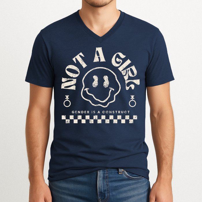 Not A Girl Non Binary  Gender Is A Construct V-Neck T-Shirt
