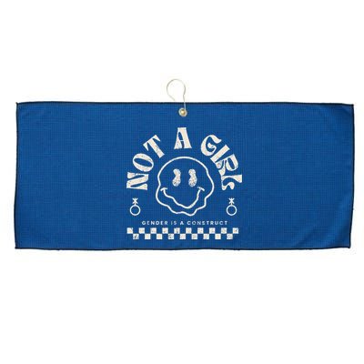 Not A Girl Non Binary  Gender Is A Construct Large Microfiber Waffle Golf Towel