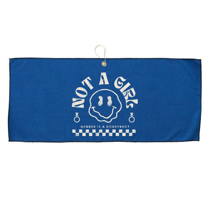 Not A Girl Non Binary  Gender Is A Construct Large Microfiber Waffle Golf Towel