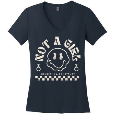 Not A Girl Non Binary  Gender Is A Construct Women's V-Neck T-Shirt