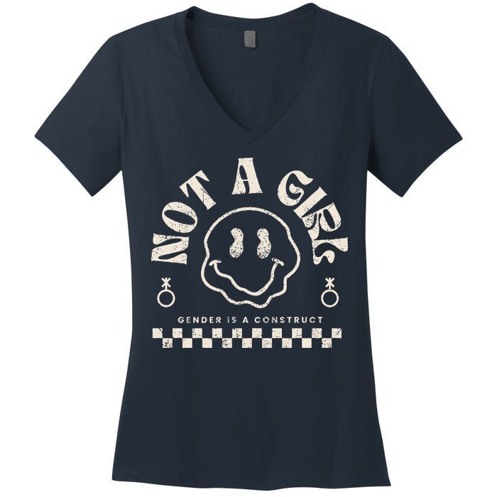 Not A Girl Non Binary  Gender Is A Construct Women's V-Neck T-Shirt