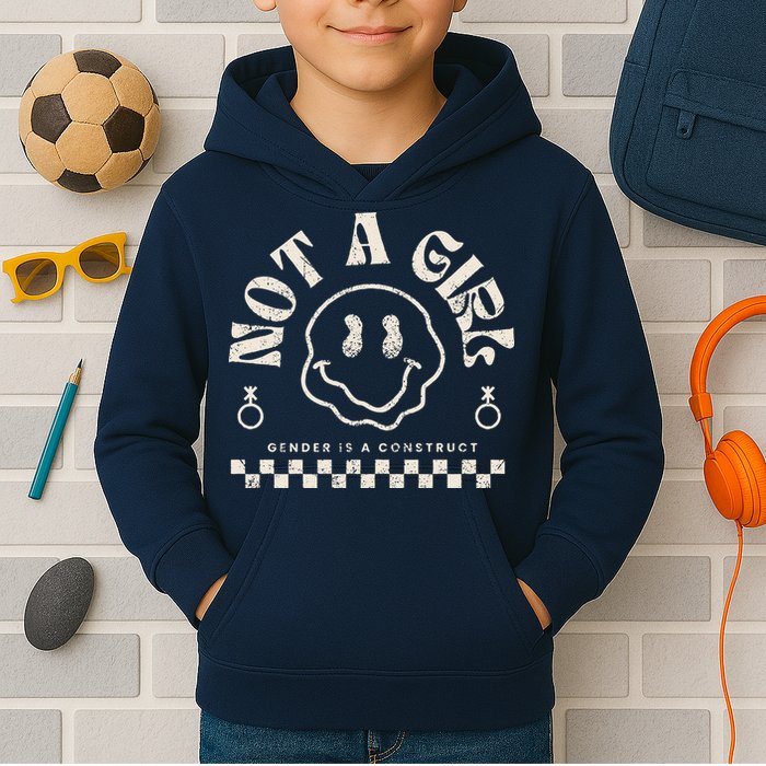 Not A Girl Non Binary  Gender Is A Construct Kids Hoodie