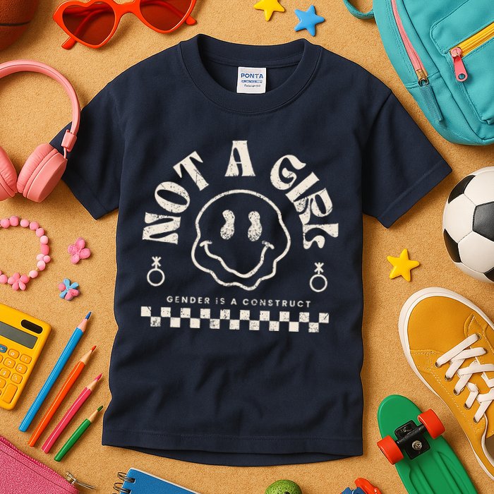 Not A Girl Non Binary  Gender Is A Construct Kids T-Shirt