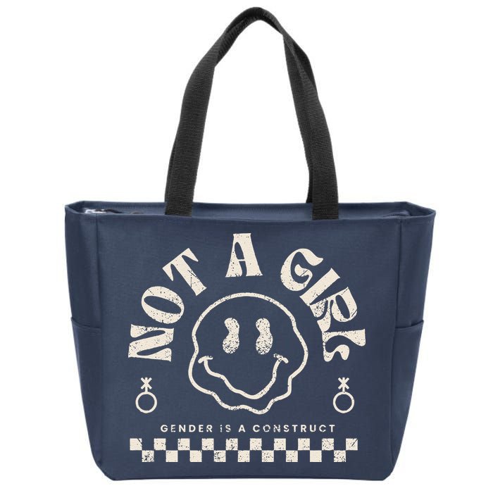 Not A Girl Non Binary  Gender Is A Construct Zip Tote Bag