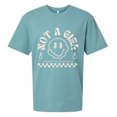 Not A Girl Non Binary  Gender Is A Construct Sueded Cloud Jersey T-Shirt