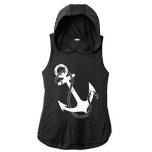 Nautical Anchor Great Gift Ladies PosiCharge Tri-Blend Wicking Draft Hoodie Tank