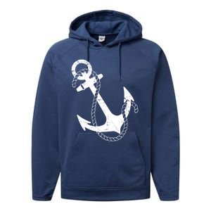 Nautical Anchor Great Gift Performance Fleece Hoodie