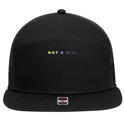 Not A Girl Subtle Flag Enby Pride Queer Lgbt 7 Panel Mesh Trucker Snapback Hat