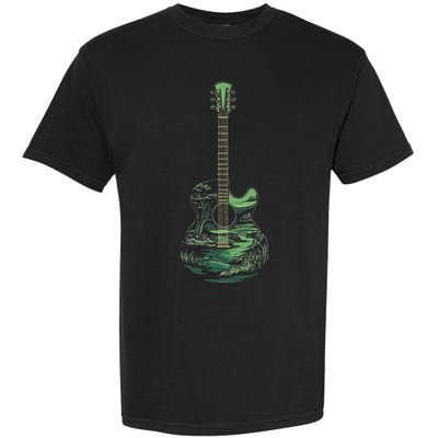 Nature Acoustic Guitar Forest Landscape Garment-Dyed Heavyweight T-Shirt