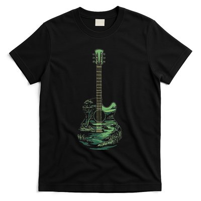 Nature Acoustic Guitar Forest Landscape T-Shirt