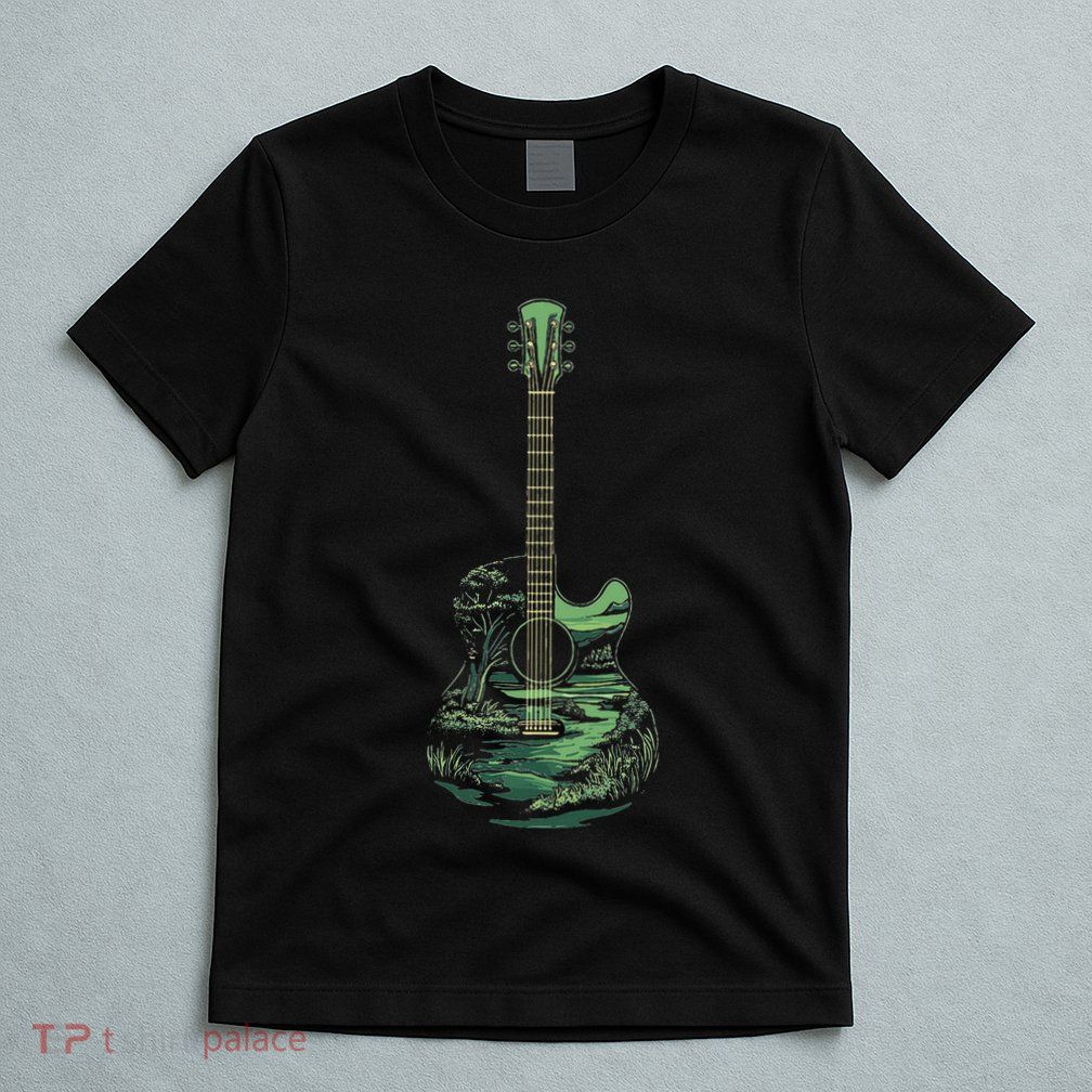 Nature Acoustic Guitar Forest Landscape T-Shirt
