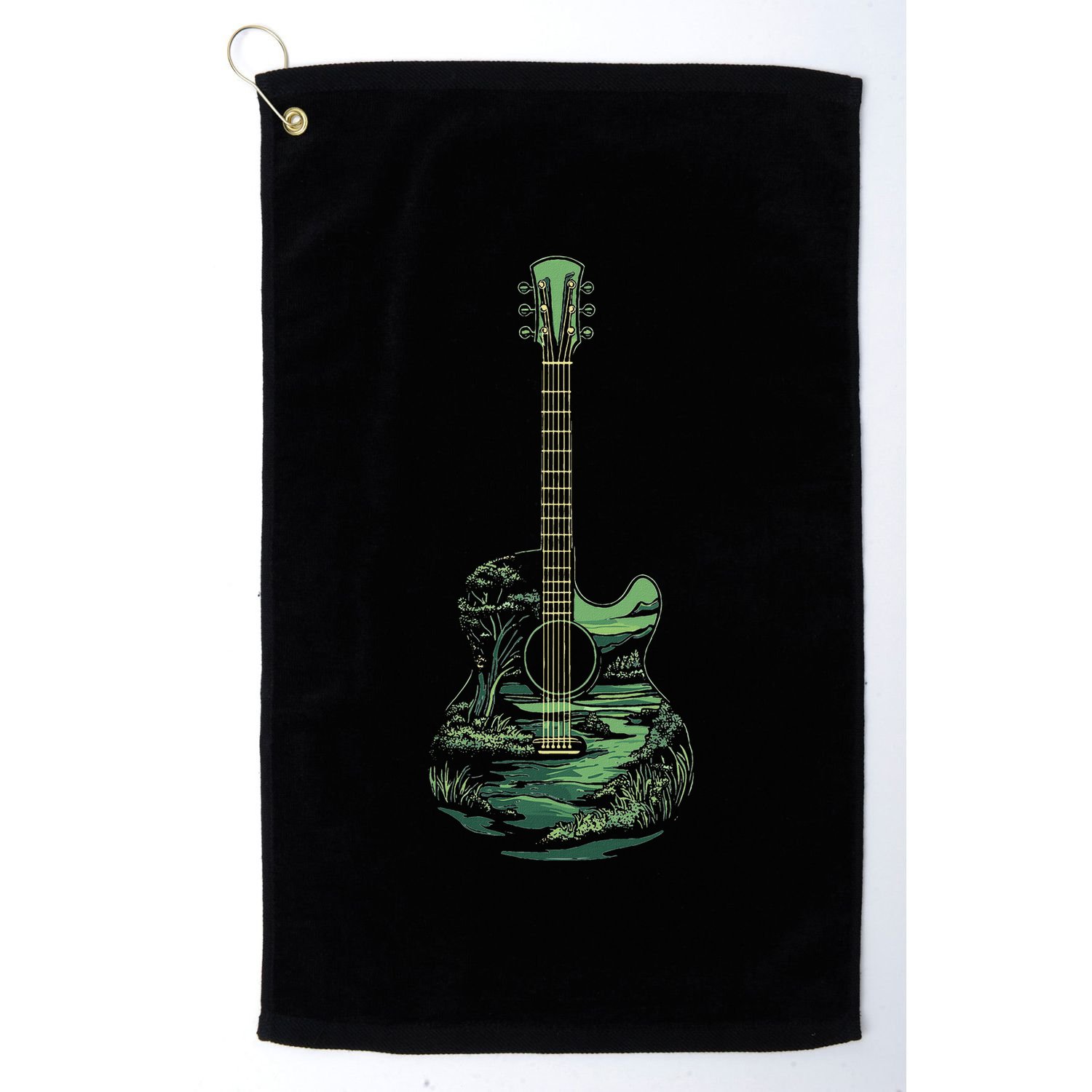 Nature Acoustic Guitar Forest Landscape Golf Towel