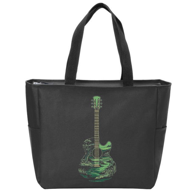 Nature Acoustic Guitar Forest Landscape Zip Tote Bag