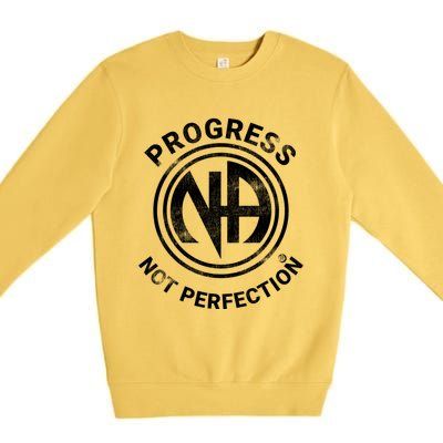 Narcotics Anonymous Gift Progress Not Perfection Aa Na Gift Premium Crewneck Sweatshirt