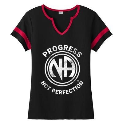 Narcotics Anonymous Gift Progress Not Perfection Aa Na Gift Ladies Halftime Notch Neck Tee