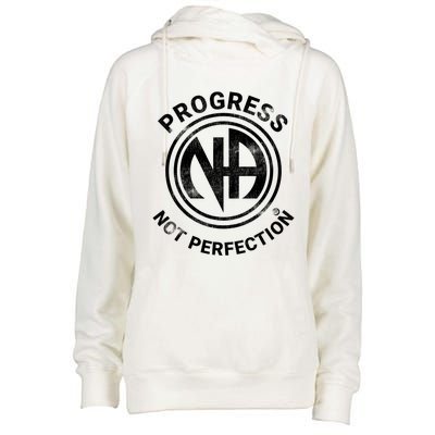 Narcotics Anonymous Gift Progress Not Perfection Aa Na Gift Womens Funnel Neck Pullover Hood