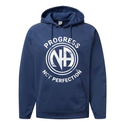 Narcotics Anonymous Gift Progress Not Perfection Aa Na Gift Performance Fleece Hoodie