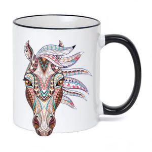 Native American Geometric Horse 11oz Black Color Changing Mug