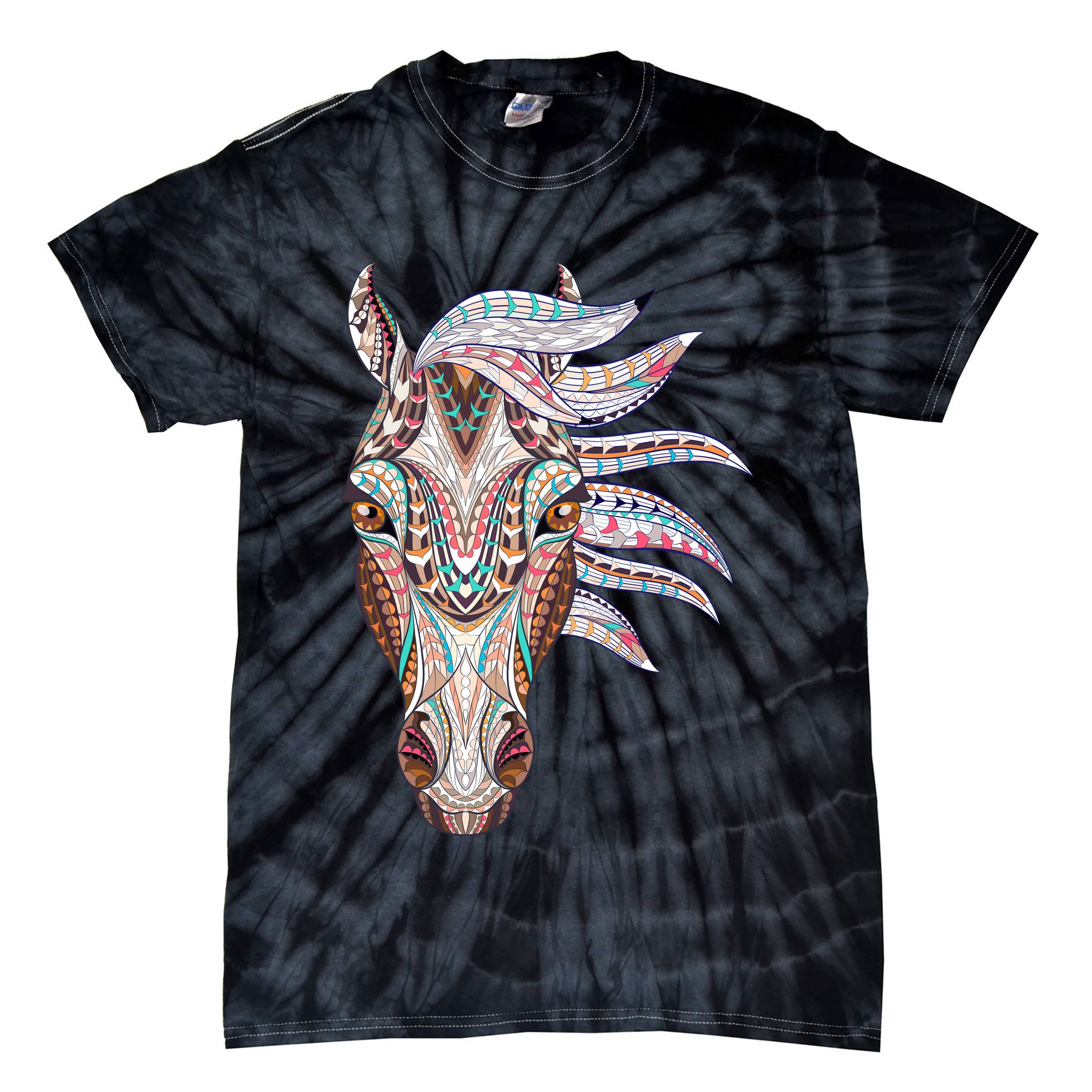 Native American Geometric Horse Tie-Dye T-Shirt