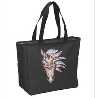 Native American Geometric Horse Zip Tote Bag