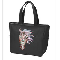 Native American Geometric Horse Zip Tote Bag