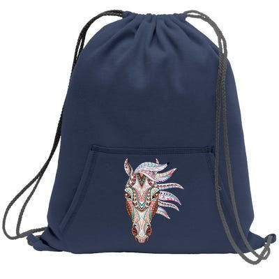 Native American Geometric Horse Sweatshirt Cinch Pack Bag