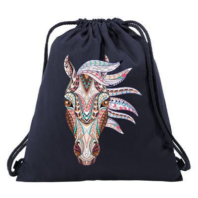 Native American Geometric Horse Drawstring Bag