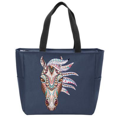 Native American Geometric Horse Zip Tote Bag