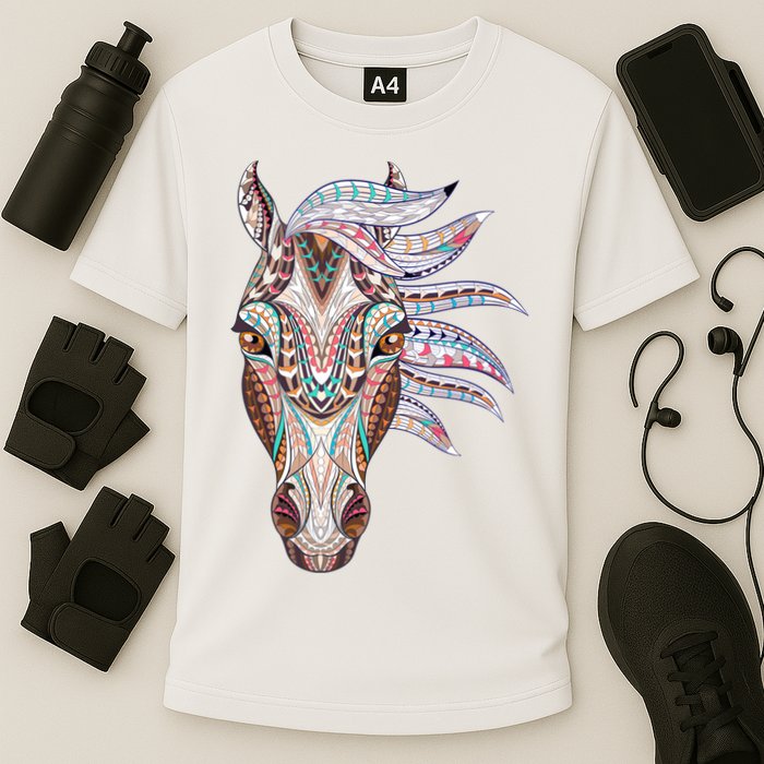 Native American Geometric Horse Cooling Performance Crew T-Shirt