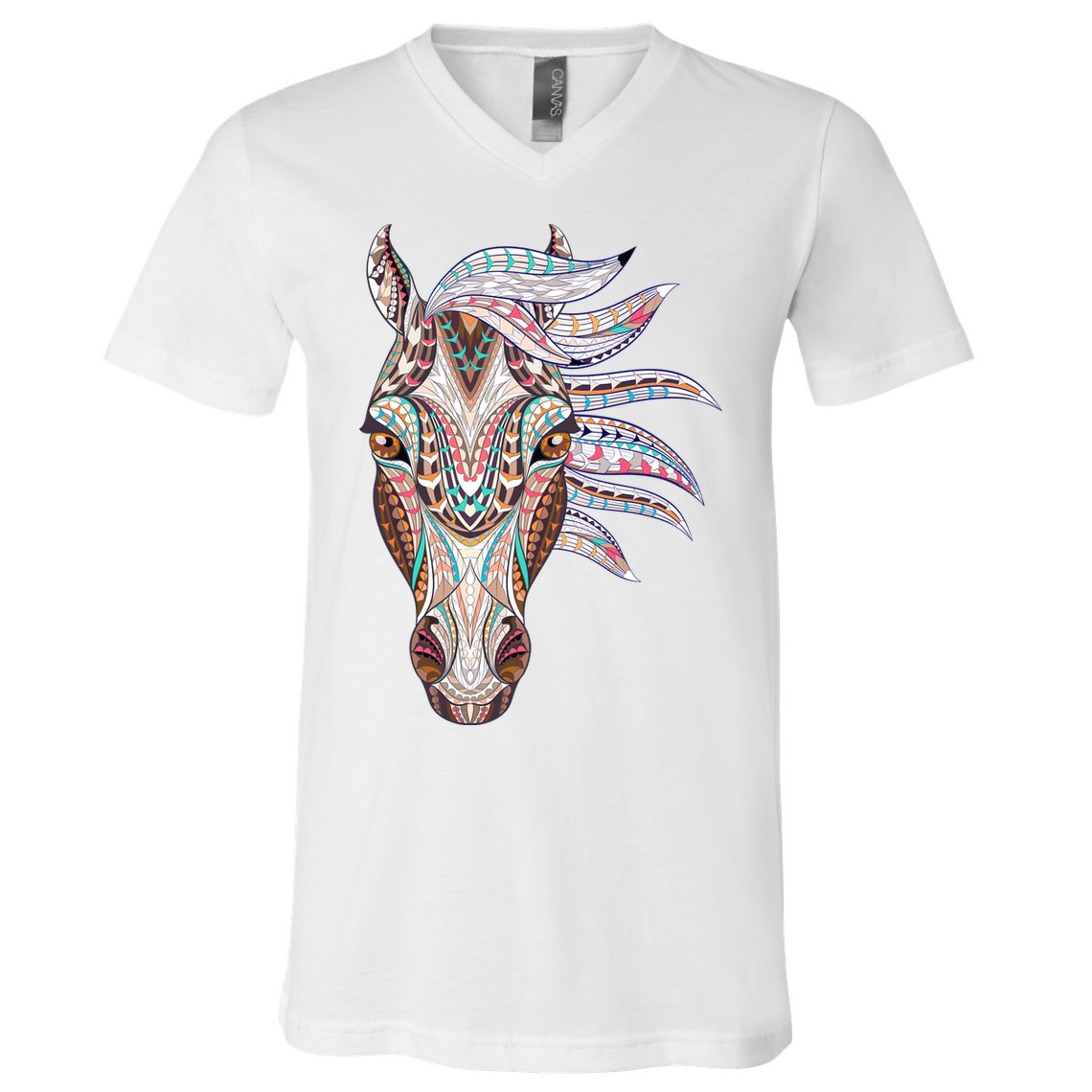 Native American Geometric Horse V-Neck T-Shirt