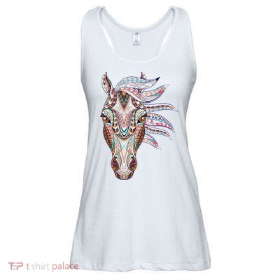 Native American Geometric Horse Ladies Essential Flowy Tank
