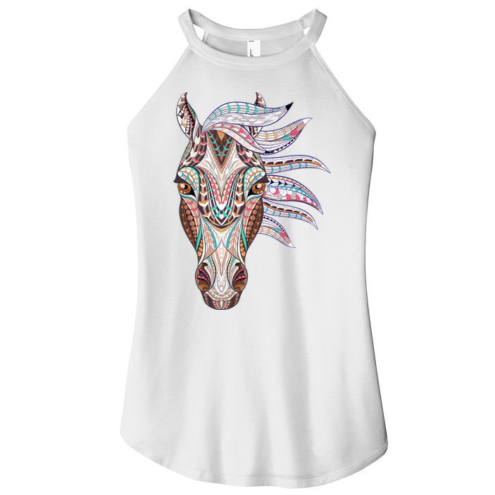 Native American Geometric Horse Women's Perfect Tri Rocker Tank