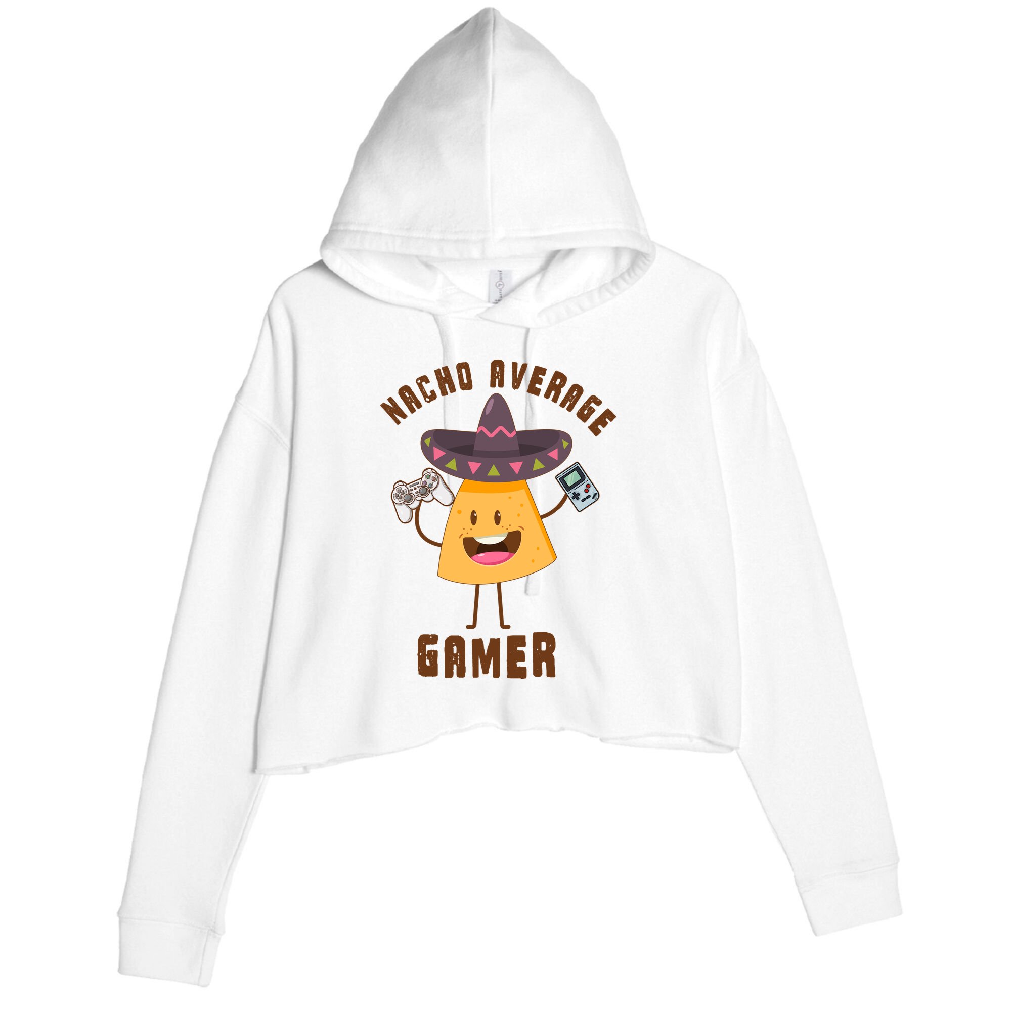 NACHO AVERAGE GAMER FUNNY GAMING MEME Crop Fleece Hoodie