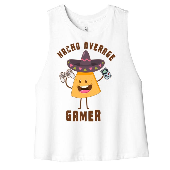 NACHO AVERAGE GAMER FUNNY GAMING MEME Women's Racerback Cropped Tank