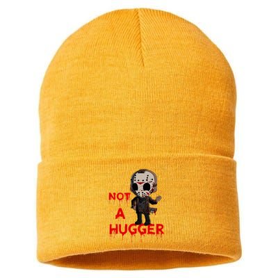 Not A Hugger Funny Jason Friday The 13th Funny Hugger Sustainable Knit Beanie