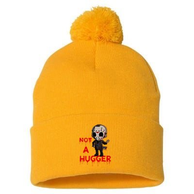 Not A Hugger Funny Jason Friday The 13th Funny Hugger Pom Pom 12in Knit Beanie