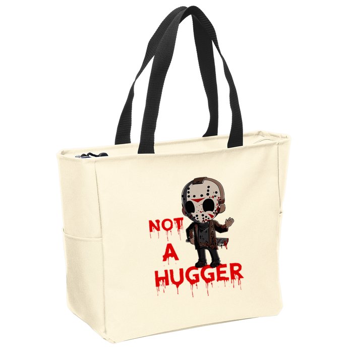 Not A Hugger Funny Jason Friday The 13th Funny Hugger Zip Tote Bag