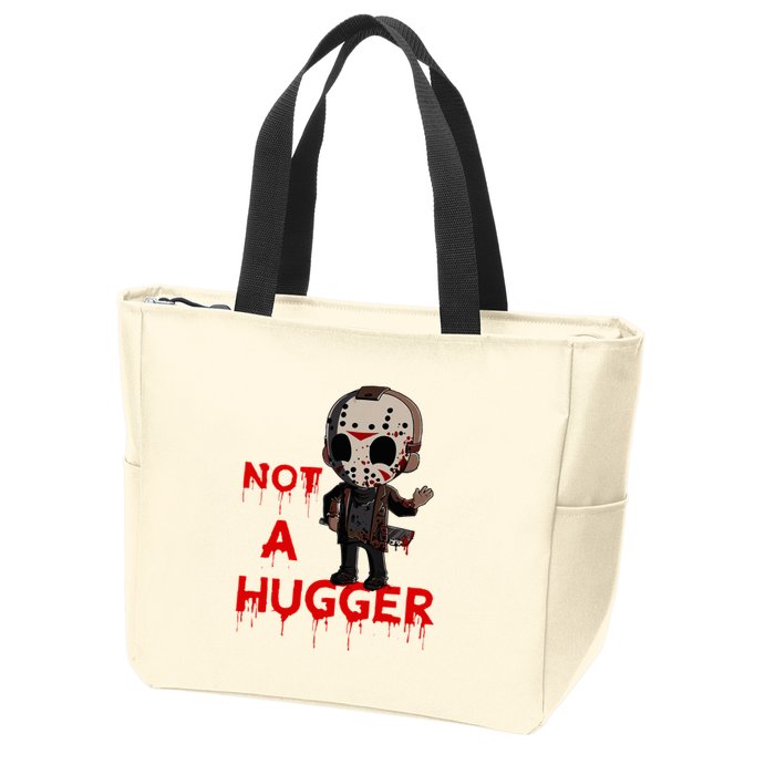 Not A Hugger Funny Jason Friday The 13th Funny Hugger Zip Tote Bag