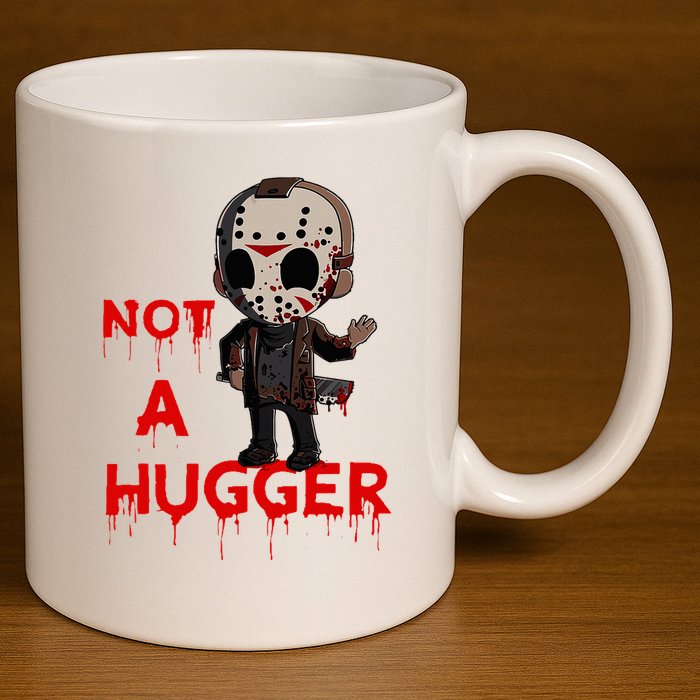 Not A Hugger Funny Jason Friday The 13th Funny Hugger 11oz C Handle Ceramic Mug