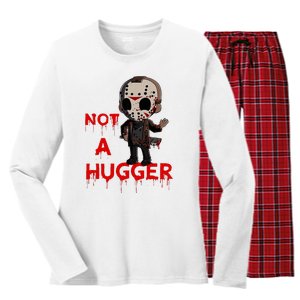 Not A Hugger Funny Jason Friday The 13th Funny Hugger Women's Long Sleeve Flannel Pajama Set 