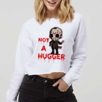 Not A Hugger Funny Jason Friday The 13th Funny Hugger Cropped Pullover Crew
