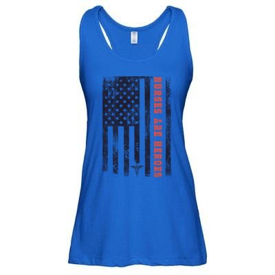 Nurses Are Heroes Americana Cute Gift Ladies Essential Flowy Tank