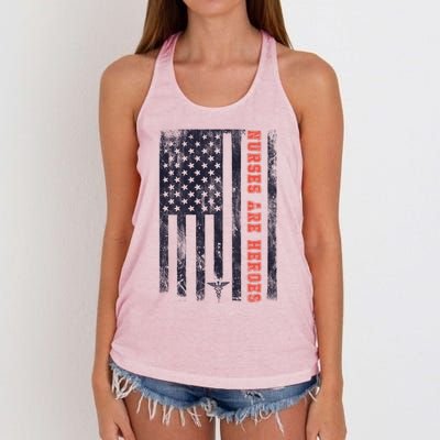 Nurses Are Heroes Americana Cute Gift Women's Knotted Racerback Tank