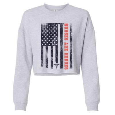 Nurses Are Heroes Americana Cute Gift Cropped Pullover Crew