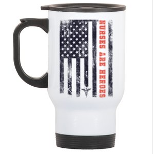 Nurses Are Heroes Americana Cute Gift Stainless Steel Travel Mug