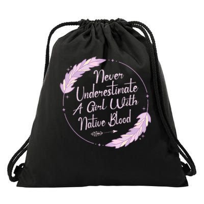 Native American Heritage Indigenous Girl With Native Blood Drawstring Bag