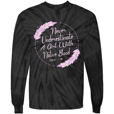 Native American Heritage Indigenous Girl With Native Blood Tie-Dye Long Sleeve Shirt