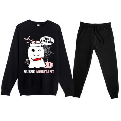 Nurse Assistant Halloween I Will Stab You Funny Ghost Great Gift Premium Crewneck Sweatsuit Set